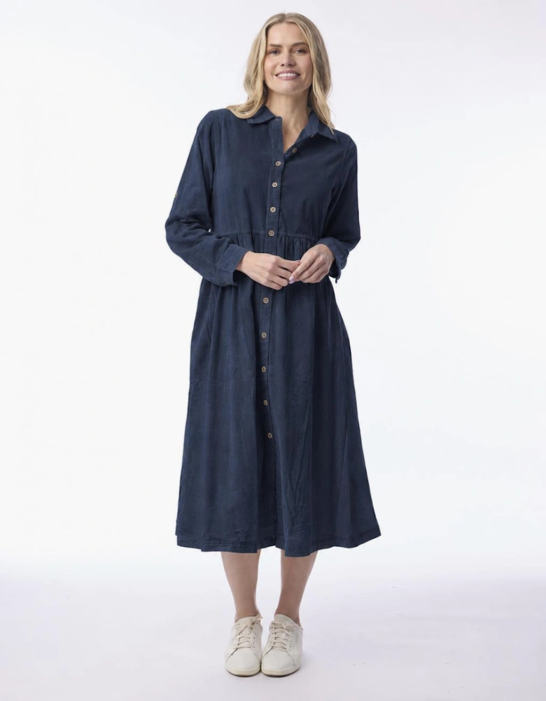 Cord dress in navy