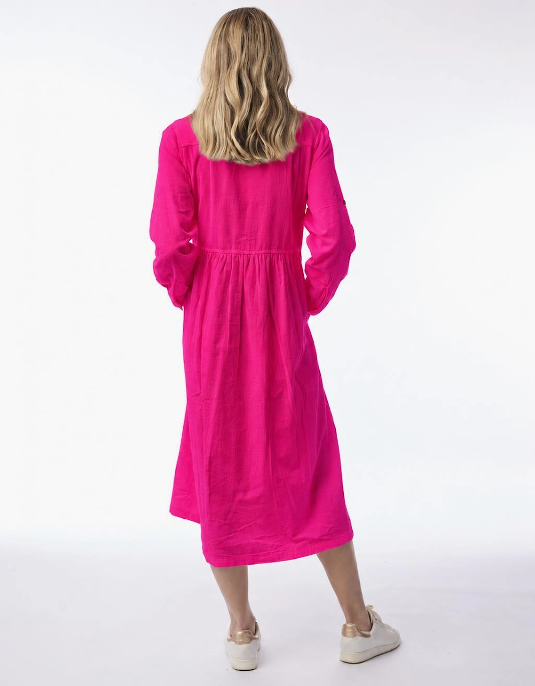 Cord dress in hot pink