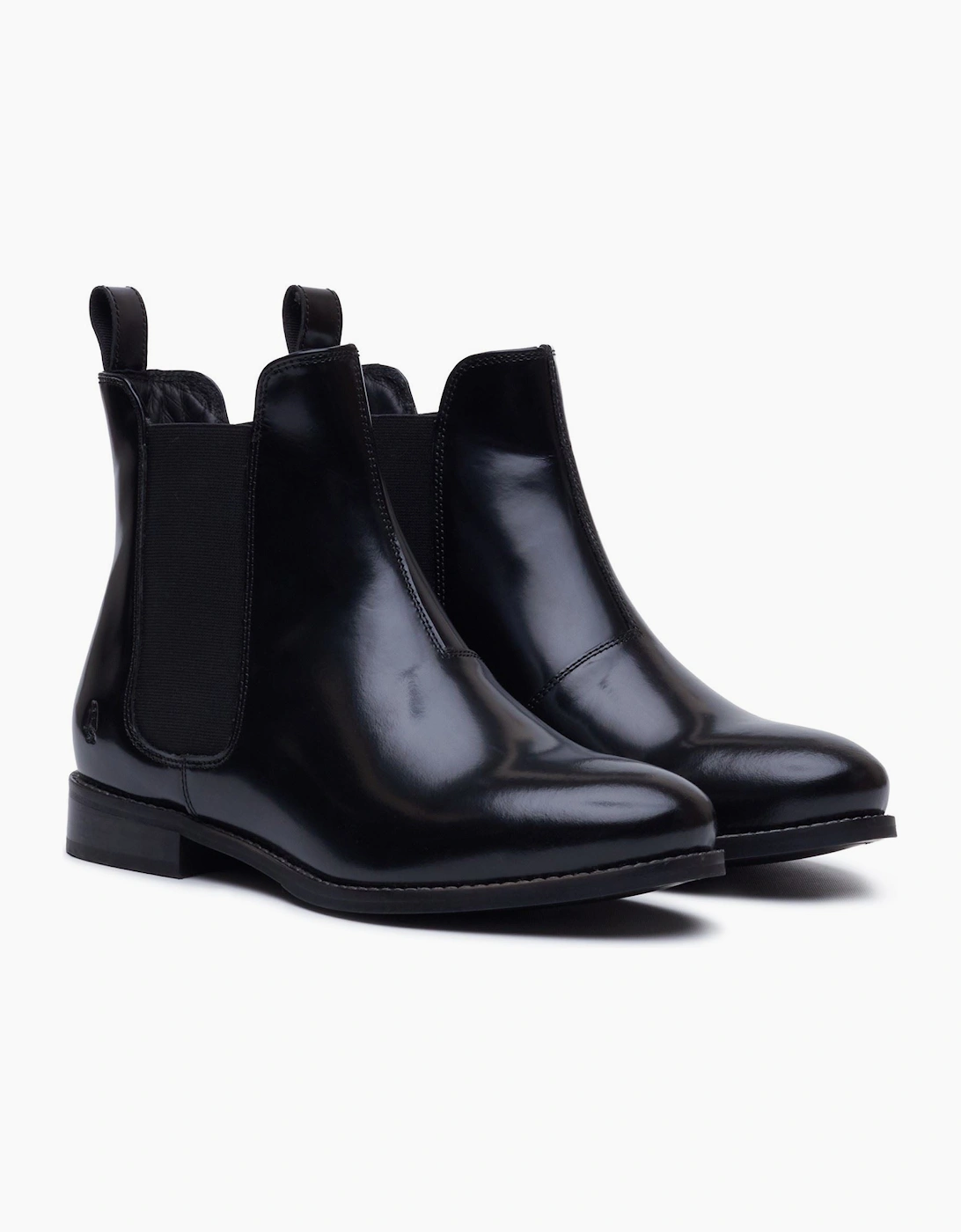 Hush Puppies Women's Black Colette Leather Wide Fit Flat Chelsea Boots - Size 5