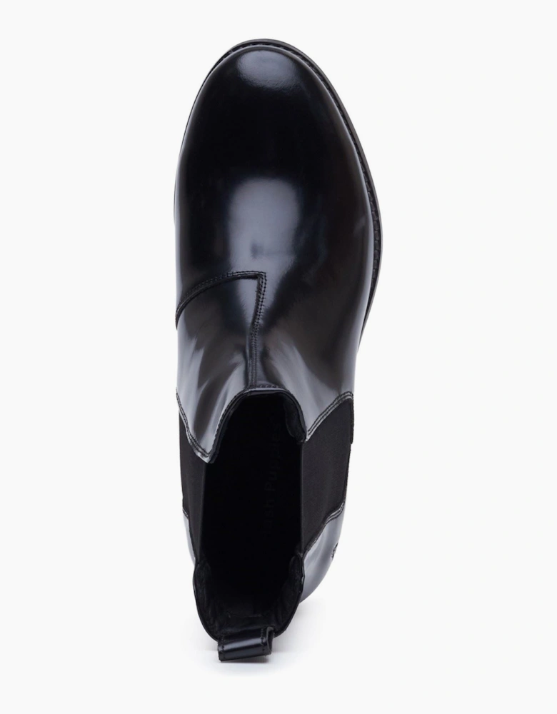 Hush Puppies Colette Leather Women's Black Wide Fit Flat Chelsea Boots