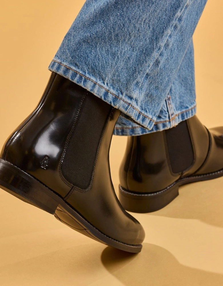Hush Puppies Colette Leather Women's Black Wide Fit Flat Chelsea Boots