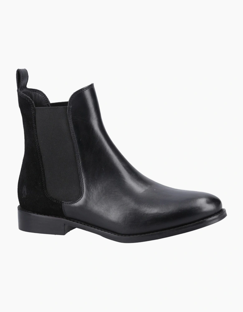 Hush Puppies Colette Leather Women's Black Wide Fit Flat Chelsea Boots