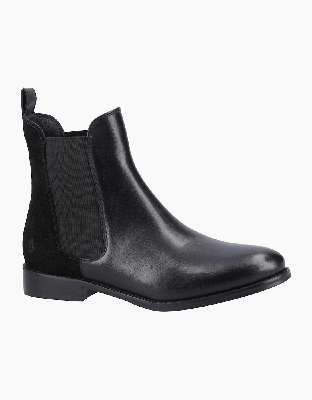 Hush Puppies Women's Black Colette Leather Wide Fit Flat Chelsea Boots - Size 4