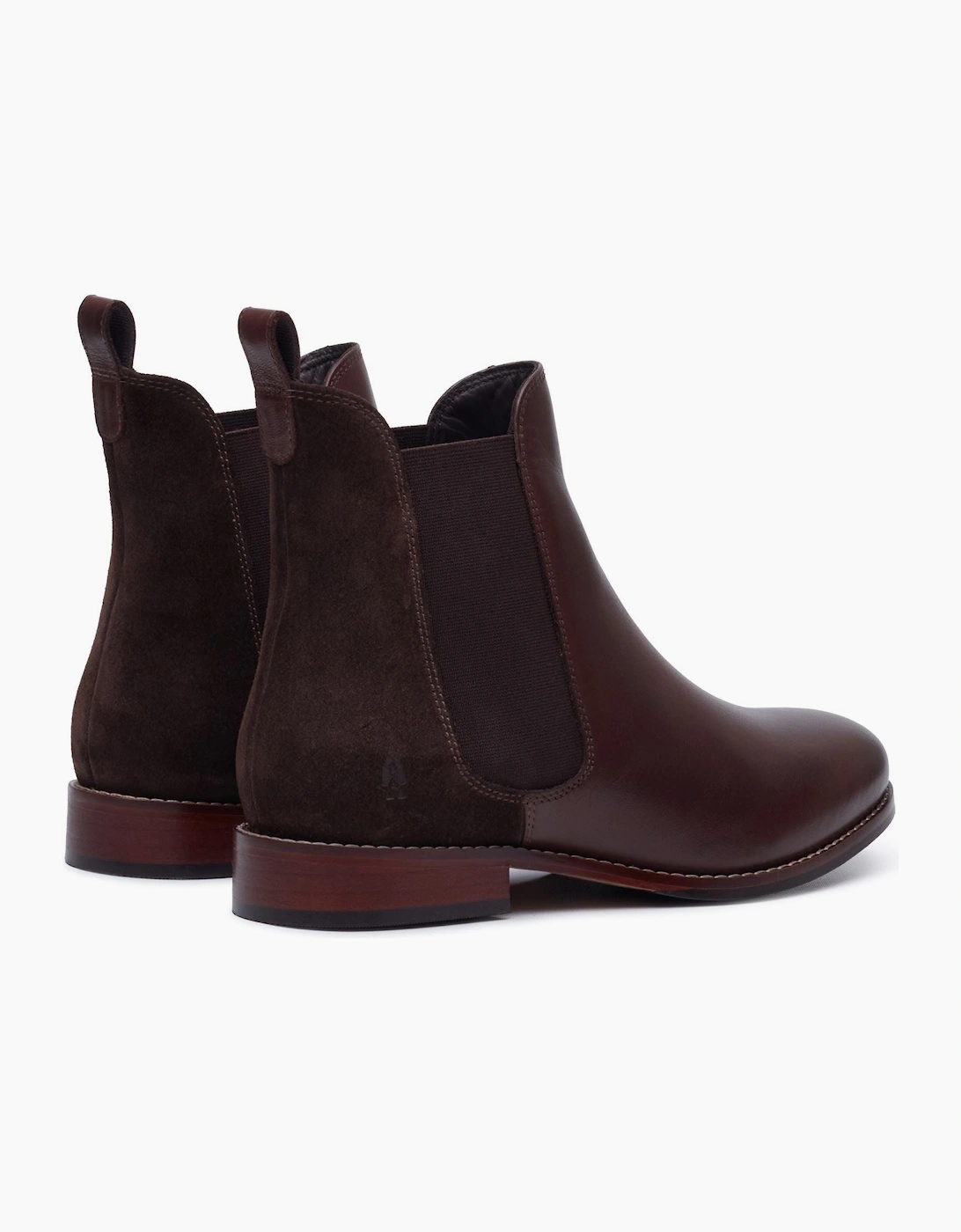 Hush Puppies Colette Leather Women's Chocolate Wide Fit Flat Chelsea Boots