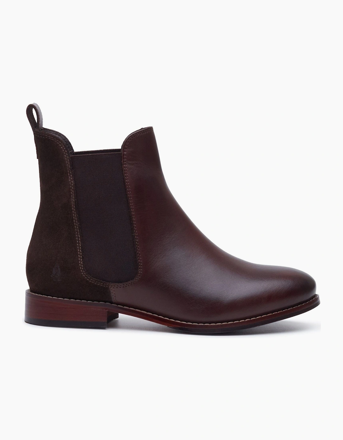 Hush Puppies Colette Leather Women's Chocolate Wide Fit Flat Chelsea Boots