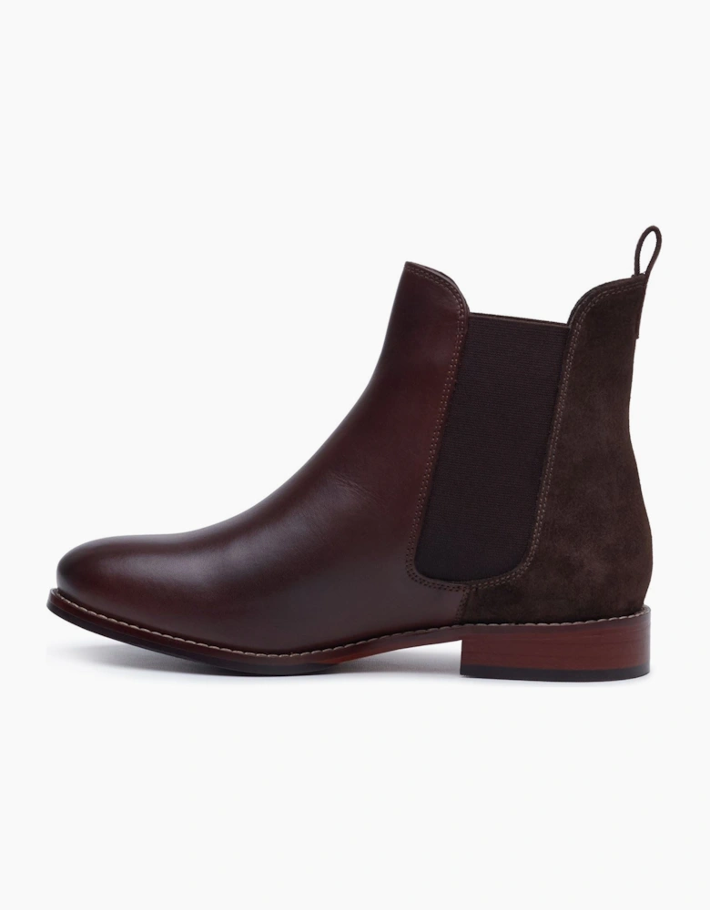 Hush Puppies Colette Leather Women's Chocolate Wide Fit Flat Chelsea Boots