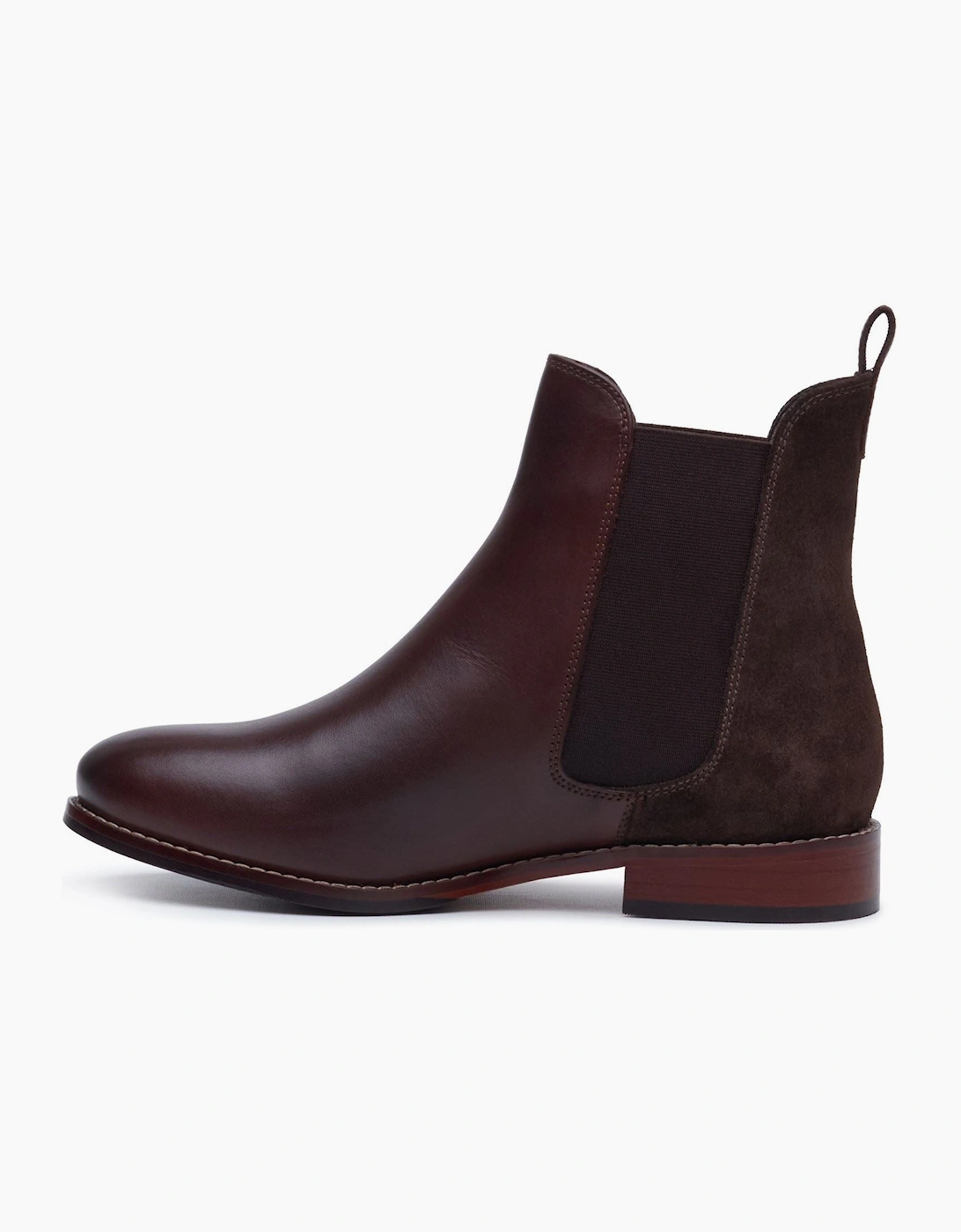 Hush Puppies Colette Leather Women's Chocolate Wide Fit Flat Chelsea Boots