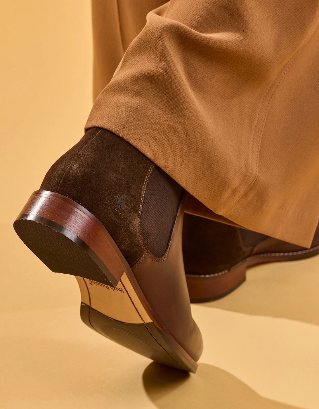 Hush Puppies Colette Leather Women's Chocolate Wide Fit Flat Chelsea Boots