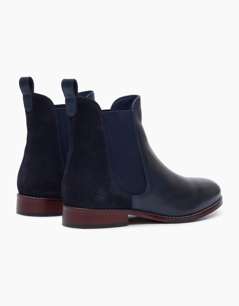 Hush Puppies Colette Leather Women's Navy Wide Fit Flat Chelsea Boots