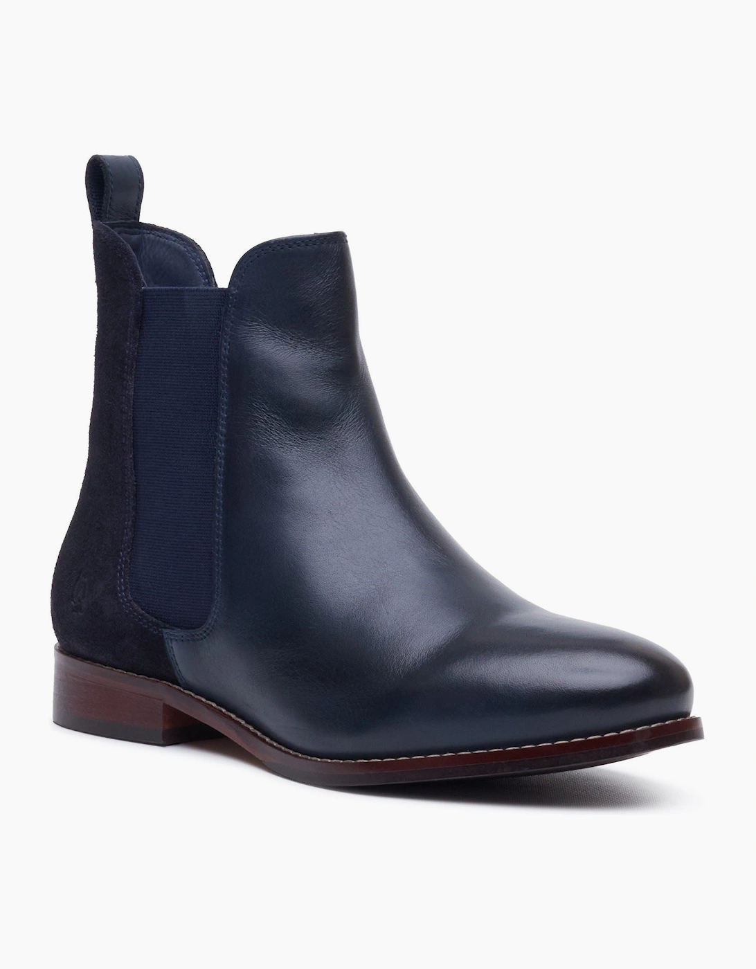 Hush Puppies Colette Leather Women's Navy Wide Fit Flat Chelsea Boots