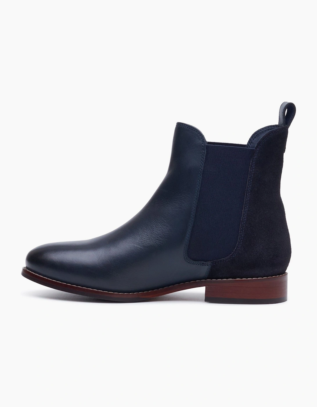 Hush Puppies Colette Leather Women's Navy Wide Fit Flat Chelsea Boots