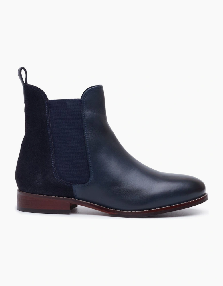 Hush Puppies Colette Leather Women's Navy Wide Fit Flat Chelsea Boots