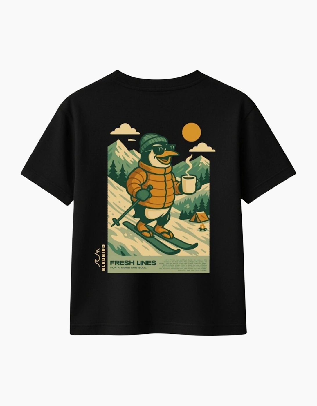Bleubird Men's Bleubird Pete the Penguin Short Sleeve T-Shirt - Black