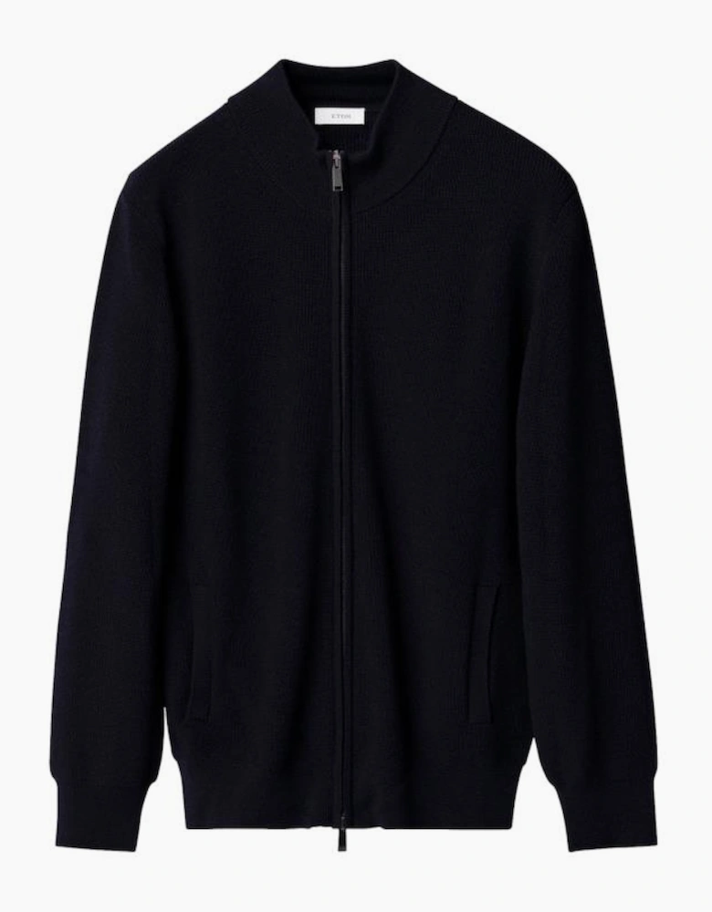 Eton Merino Full Zip Cardigan 28 Navy