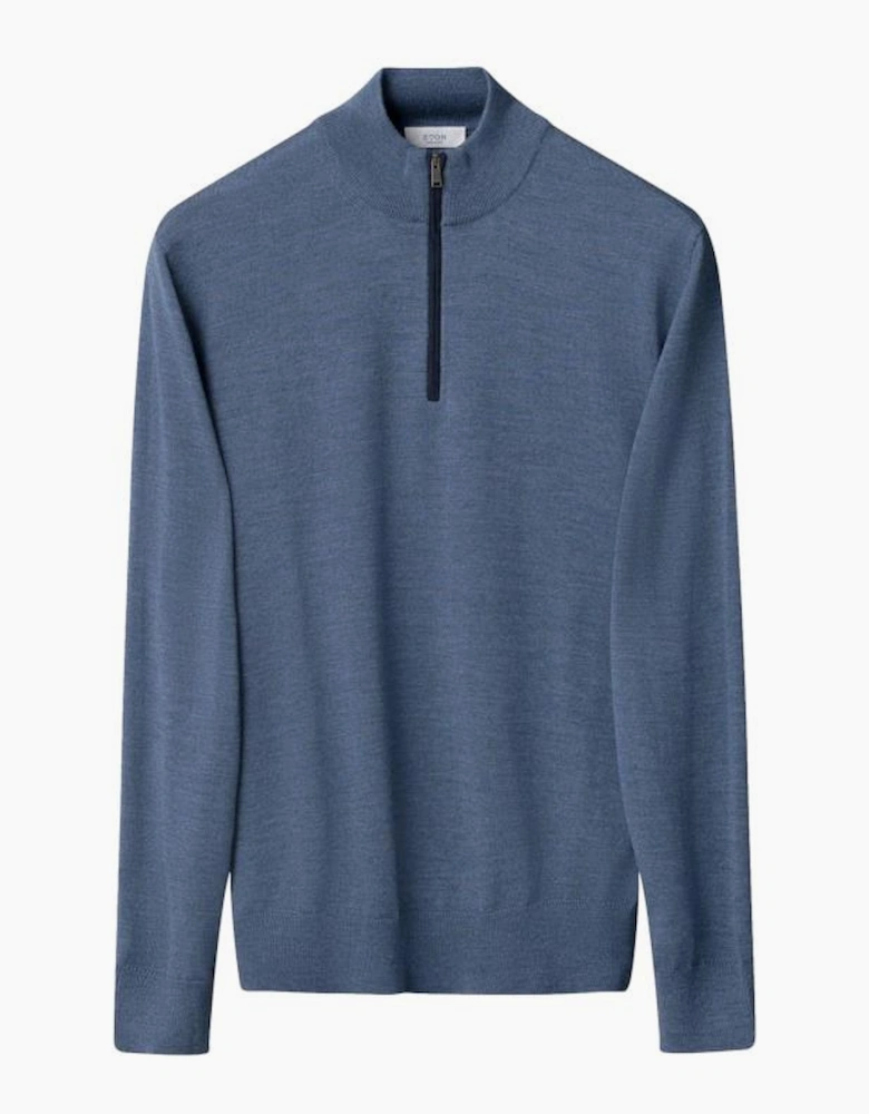 Eton Merino Quarter Zip Sweater 23 Light Blue