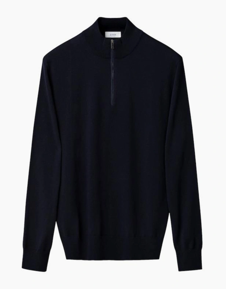 Eton Merino Quarter Zip Sweater 28 Navy