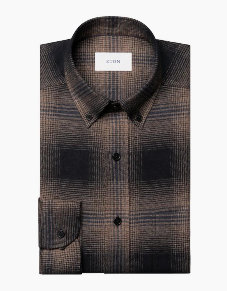 Eton Check Flannel Shirt 28 Navy