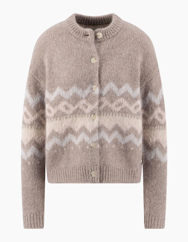 Fairisle alpaca cardigan in city taupe