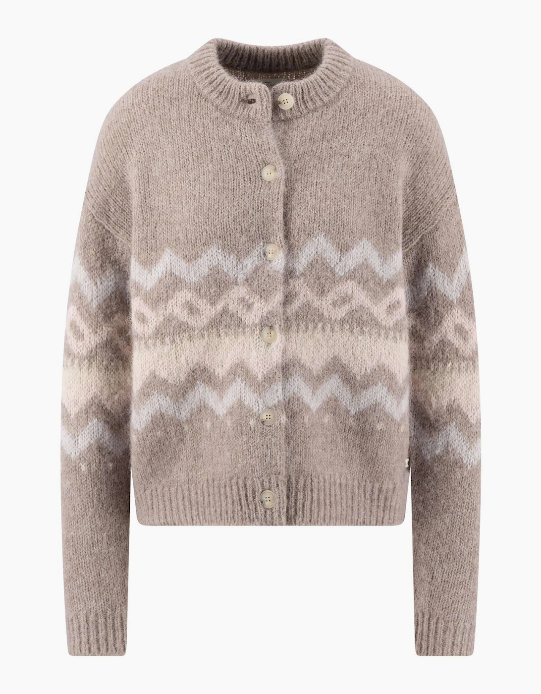 Fairisle alpaca cardigan in city taupe