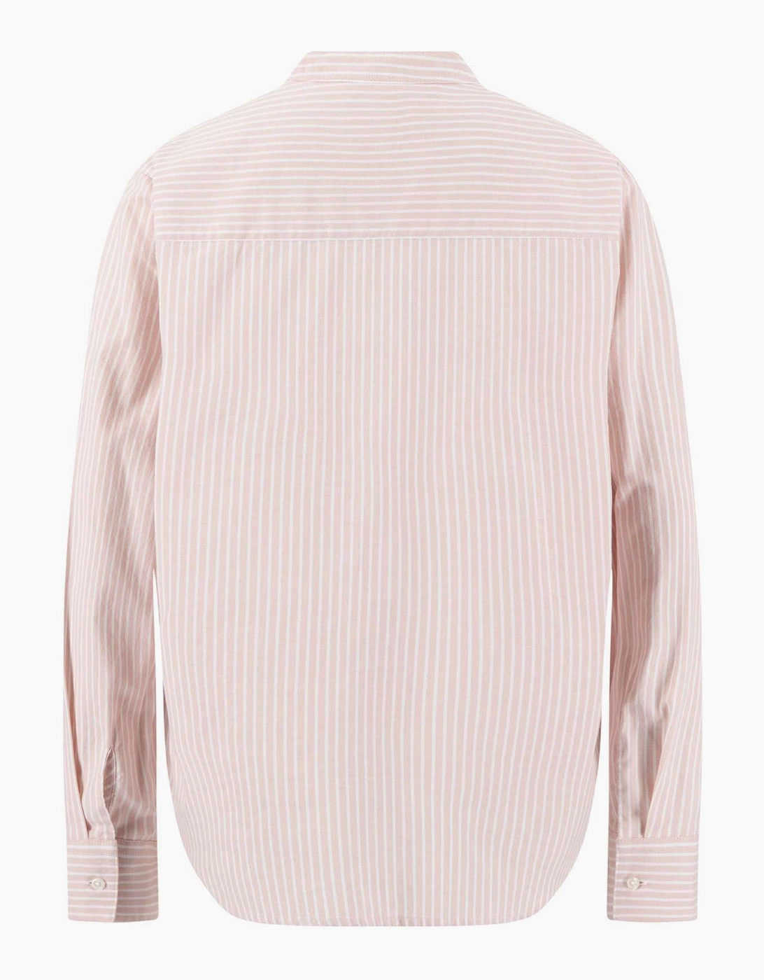Cotton stripe collarless shirt
