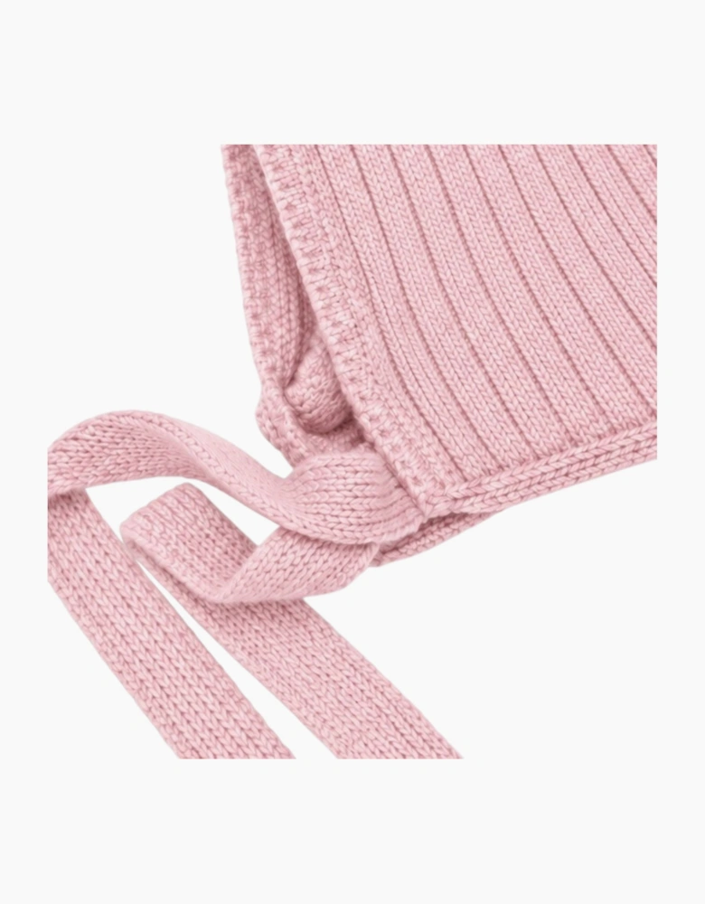 Girls Pale Pink Knit Tie Bonnet