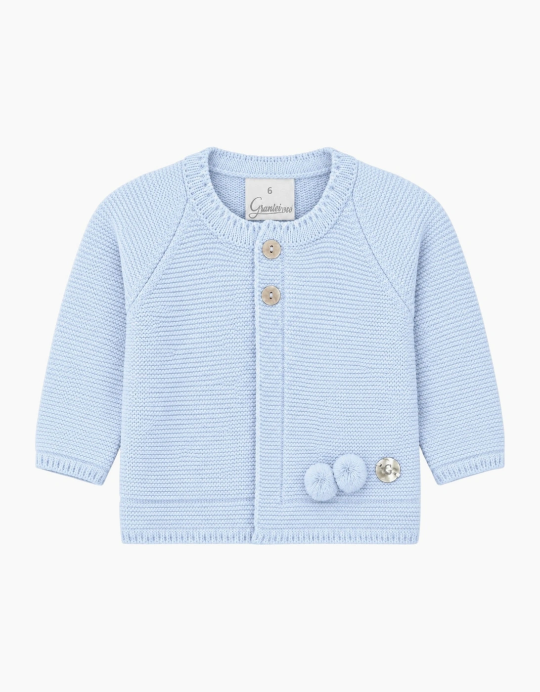 Boys Pale Blue Knit Pom Pom Cardigan