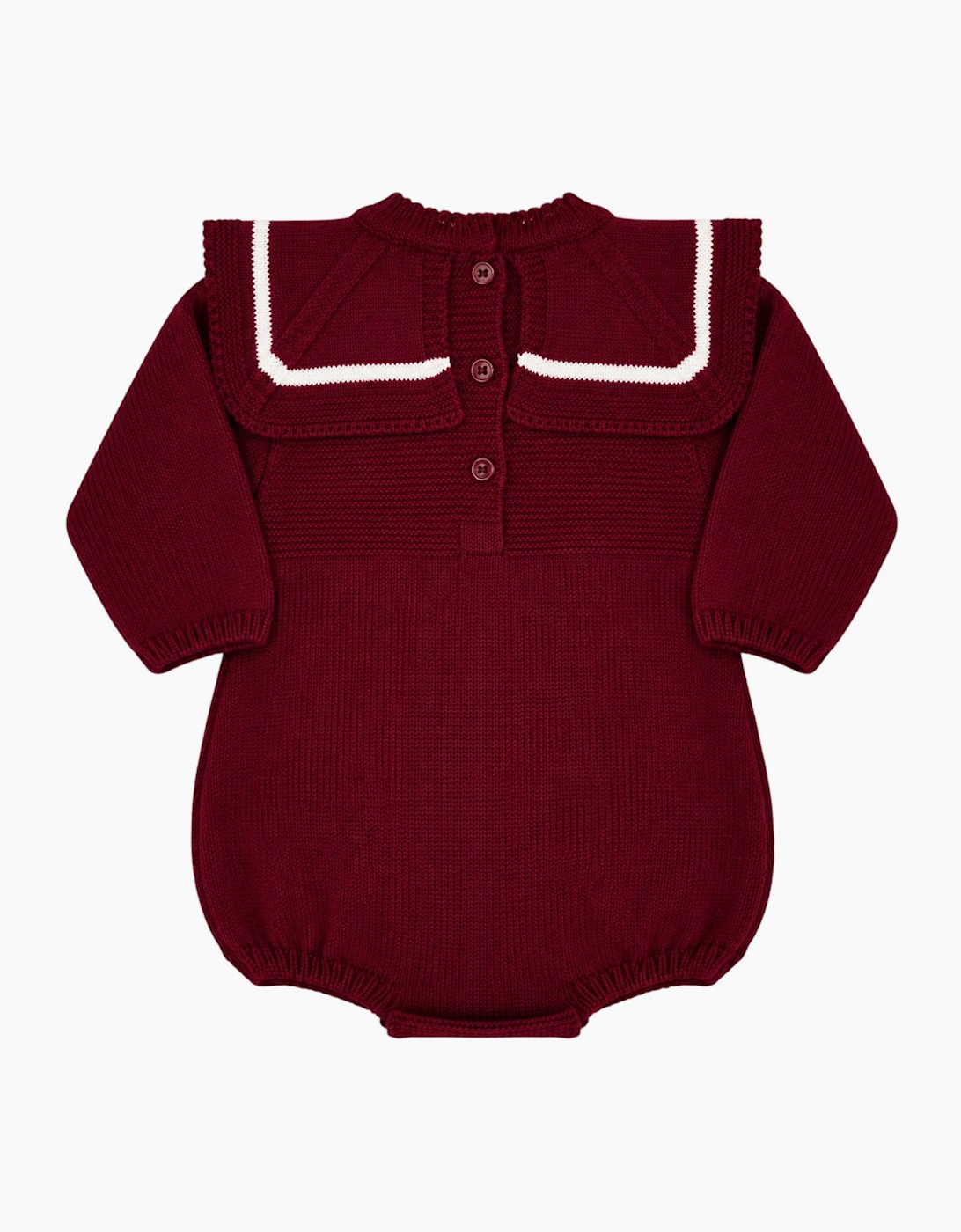 Boys Burgundy Knit Collared Romper