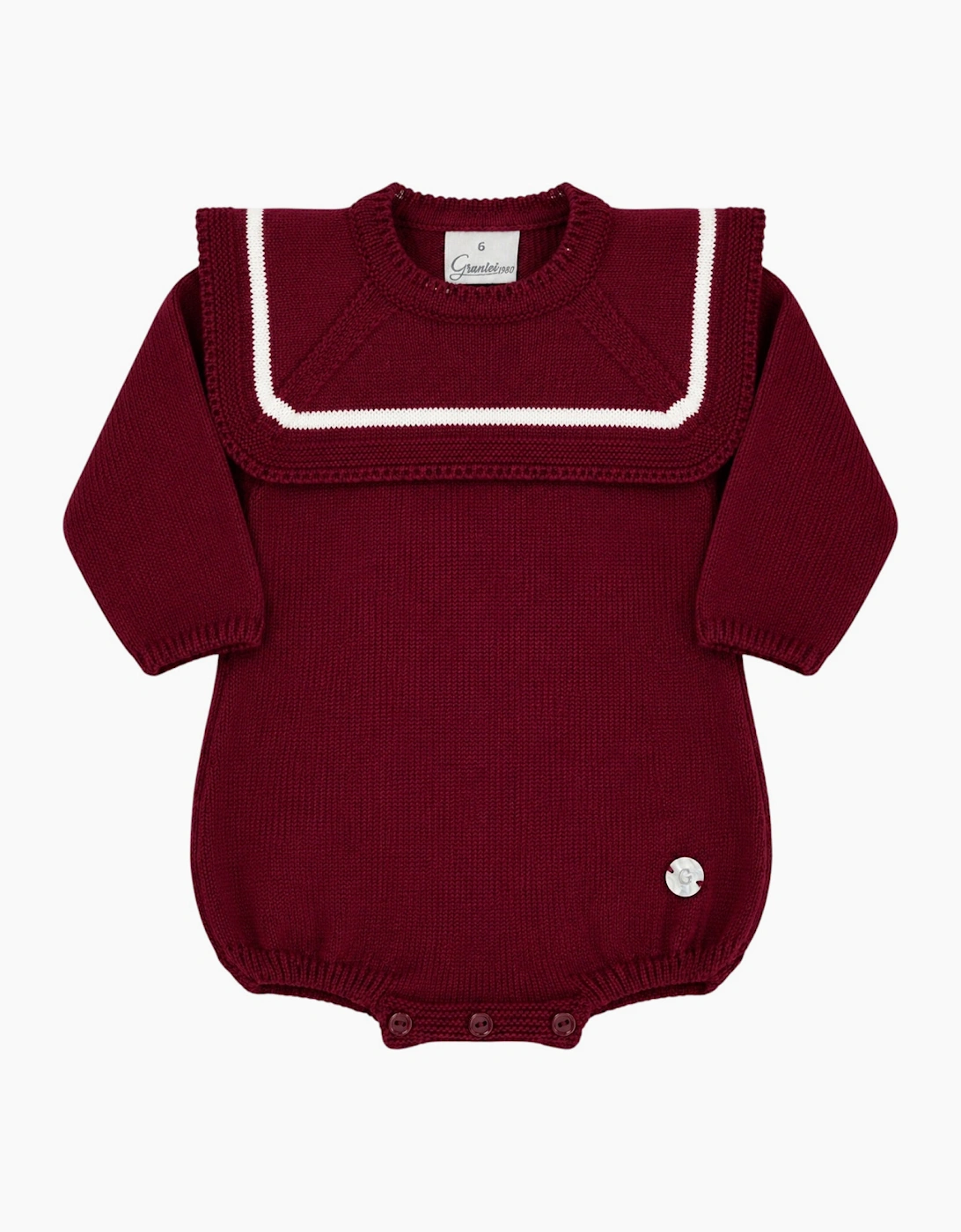 Boys Burgundy Knit Collared Romper