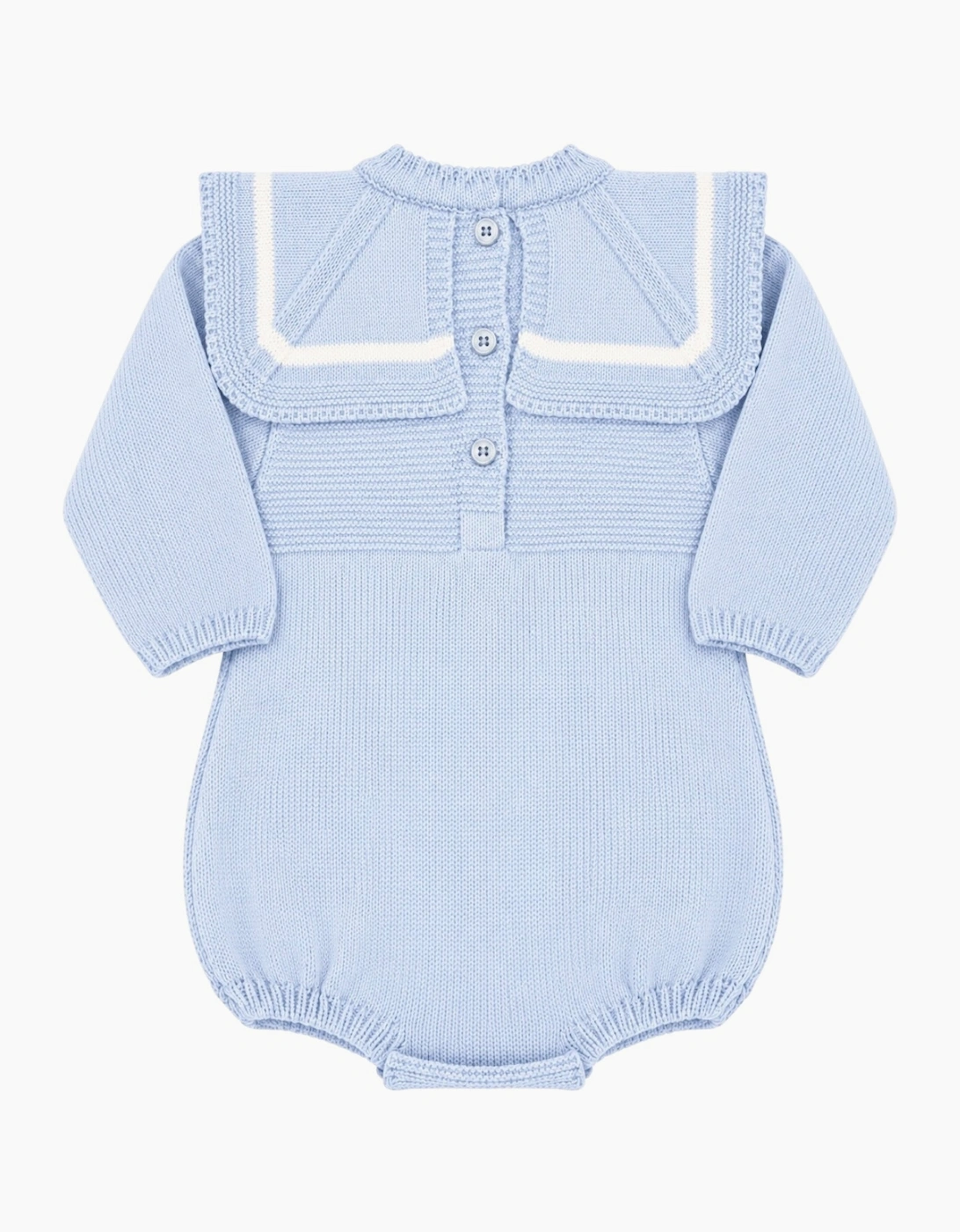 Boys Pale Blue Knit Collared Romper