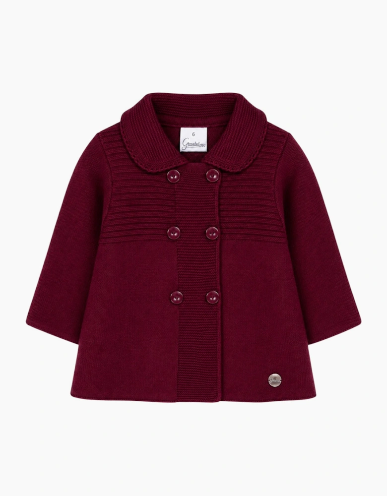 Burgundy Knit Long Cardigan Coat