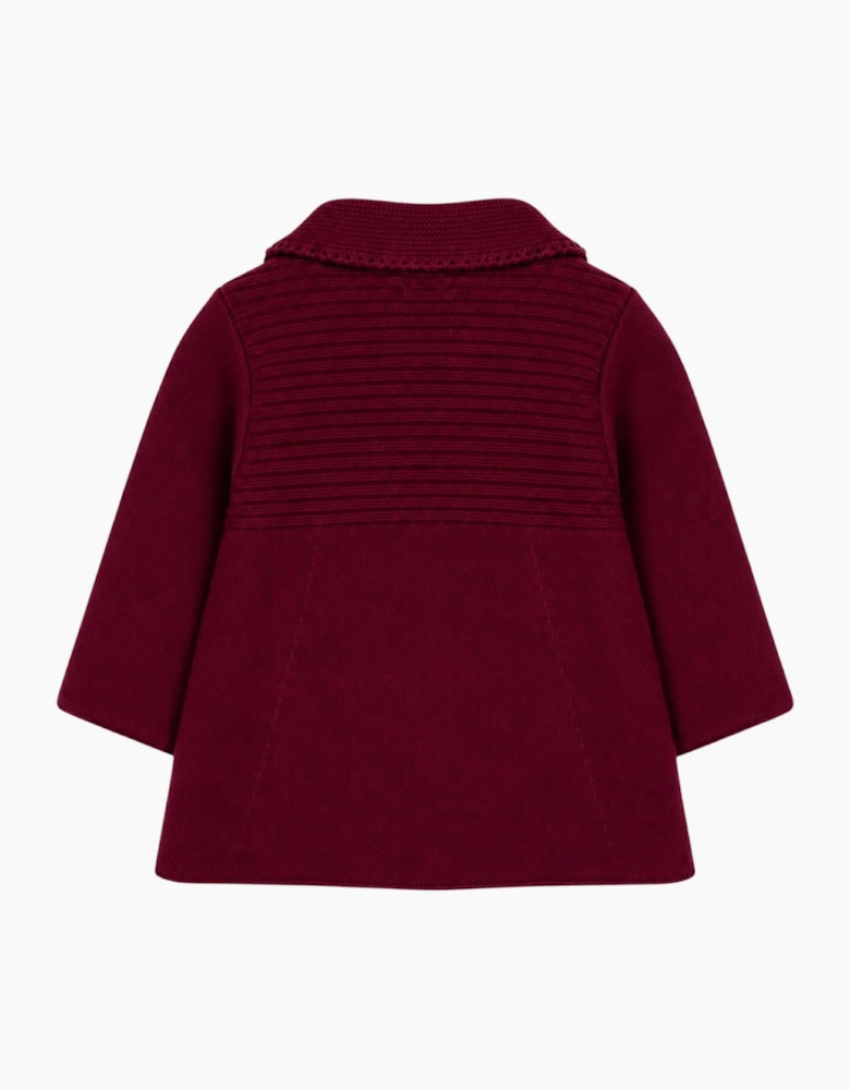 Burgundy Knit Long Cardigan Coat