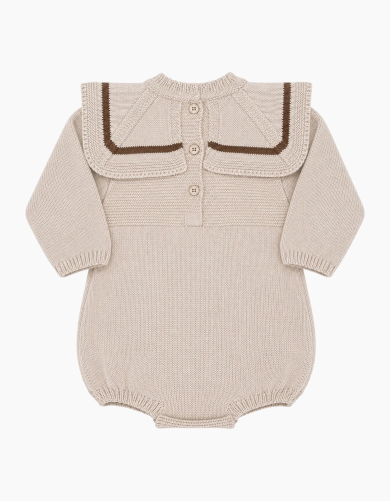 Boys Sand Knit Collared Romper