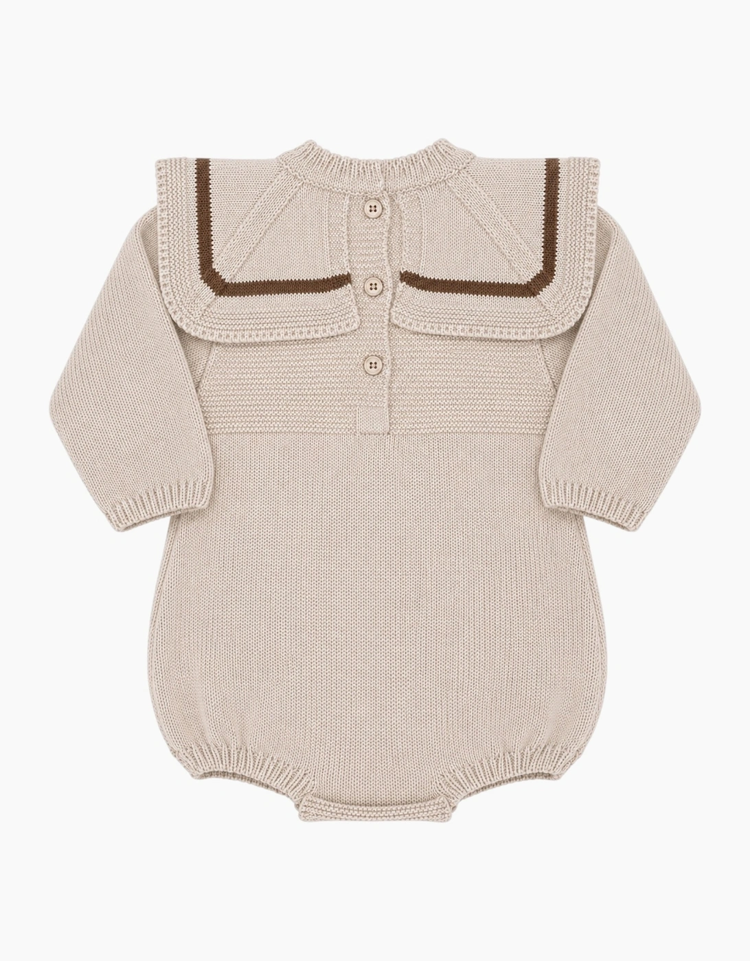 Boys Sand Knit Collared Romper