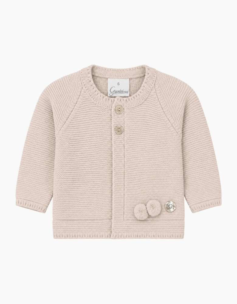 Sand Knit Pom Pom Cardigan