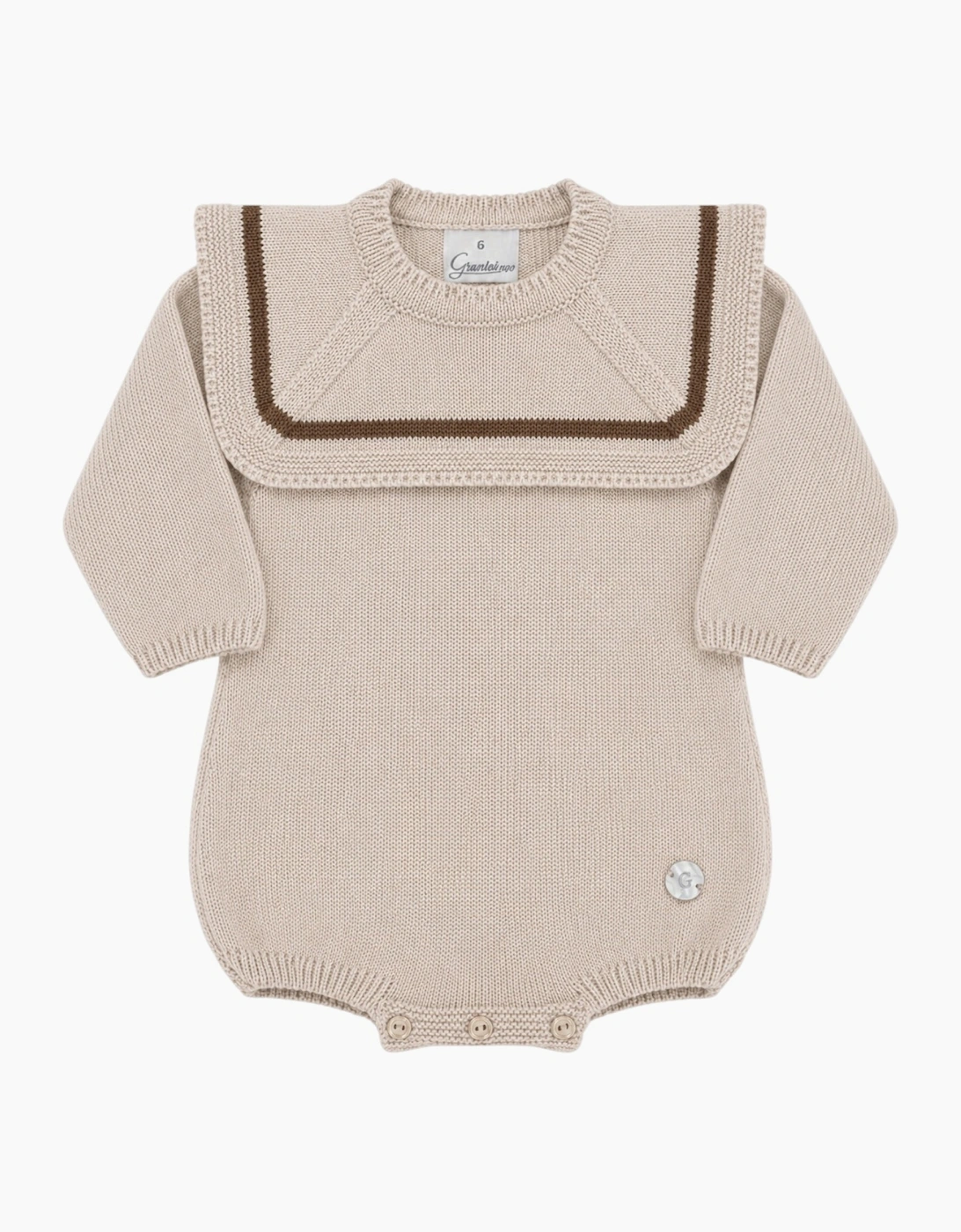 Boys Sand Knit Collared Romper