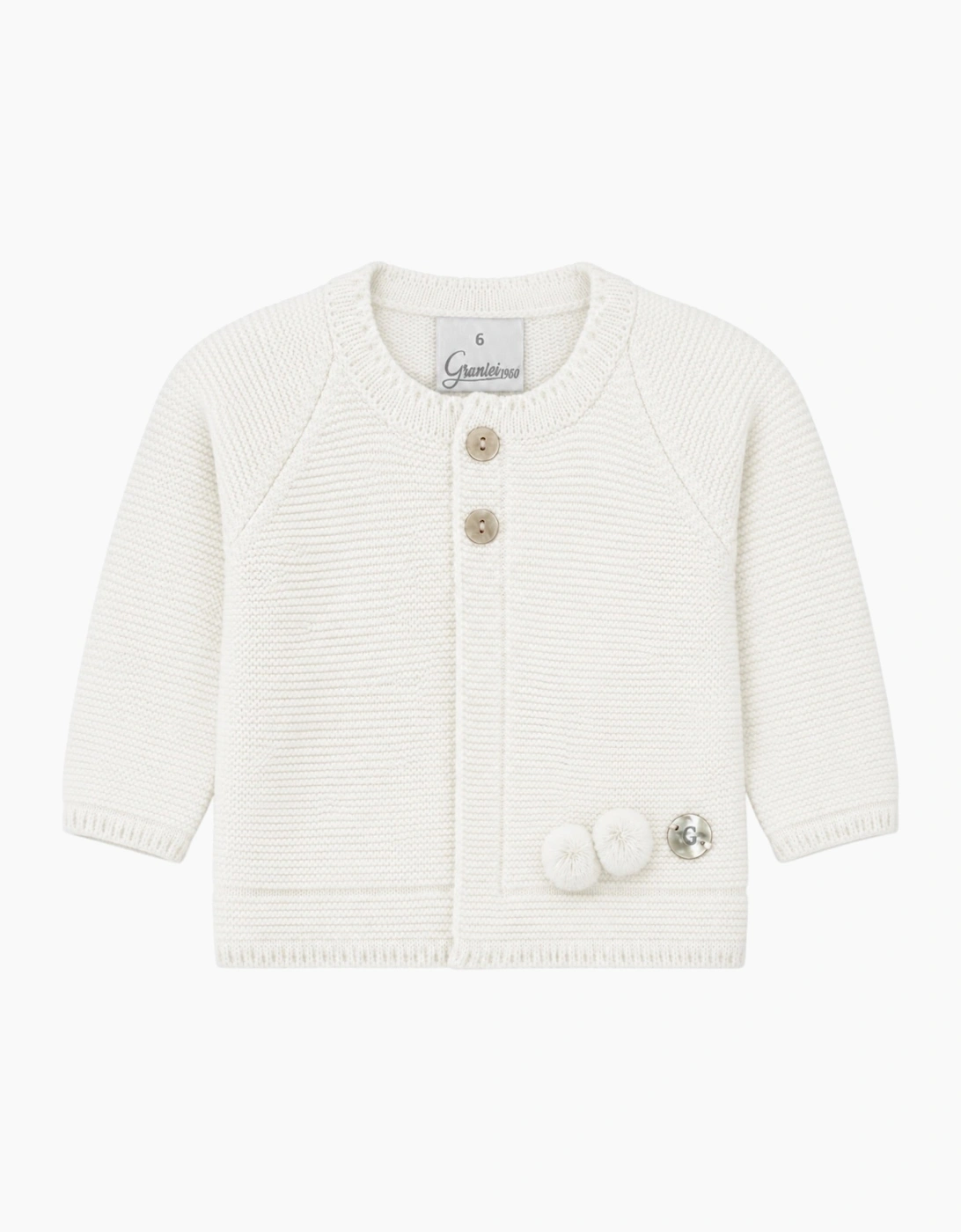 White Knit Pom Pom Cardigan