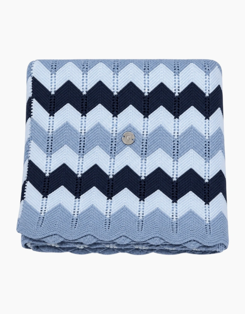 Boys Pale Blue Knit Zig Zag Blanket