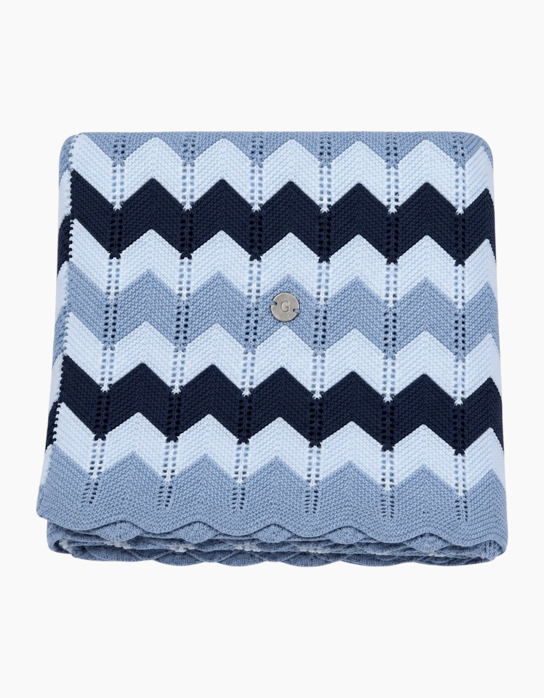 Boys Pale Blue Knit Zig Zag Blanket