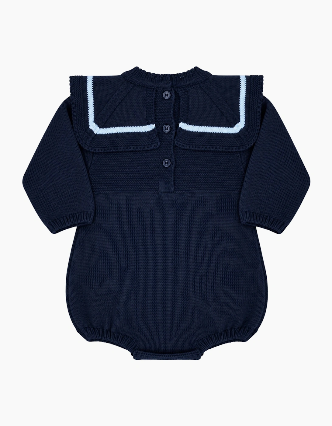 Boys Navy Knit Collared Romper