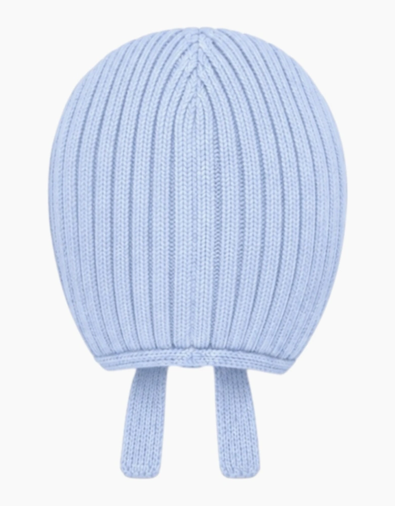 Boys Pale Blue Knit Tie Bonnet