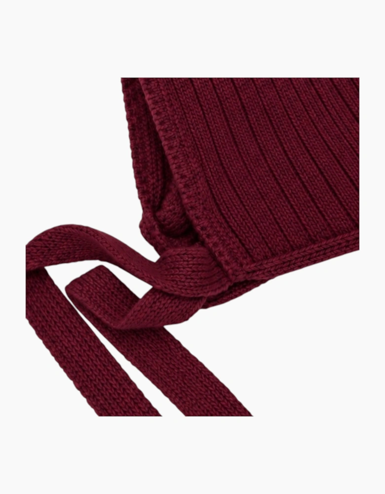 Burgundy Knit Tie Bonnet