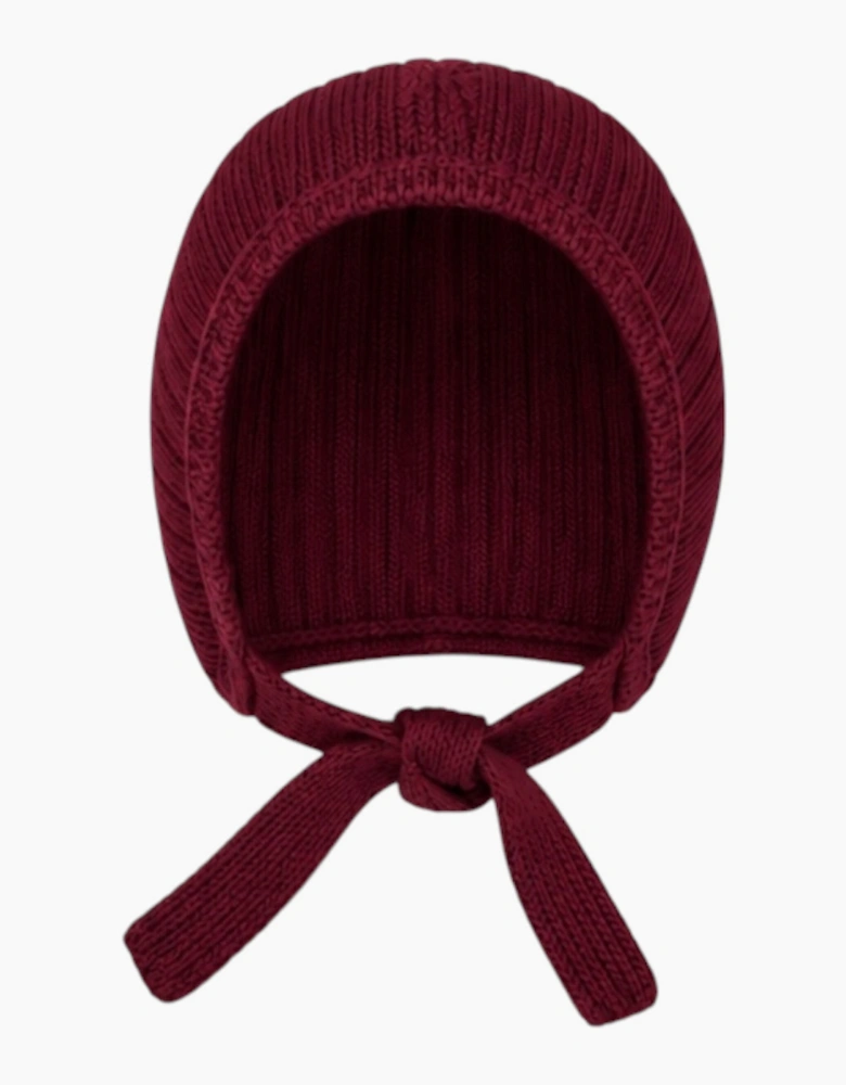 Burgundy Knit Tie Bonnet