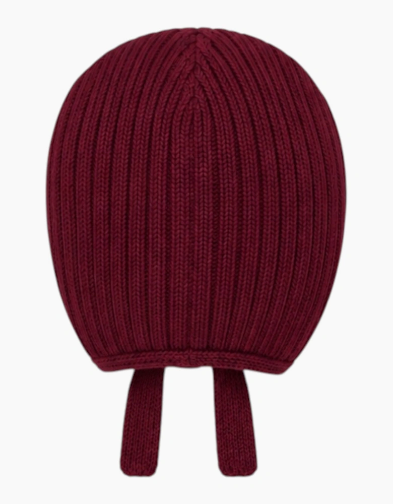 Burgundy Knit Tie Bonnet