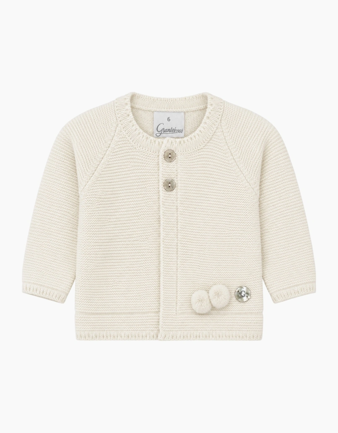 Cream Knit Pom Pom Cardigan