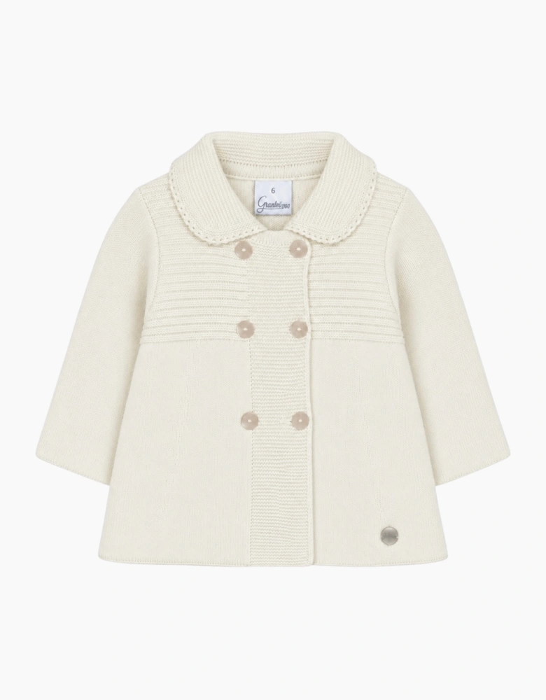 Cream Knit Long Cardigan Coat