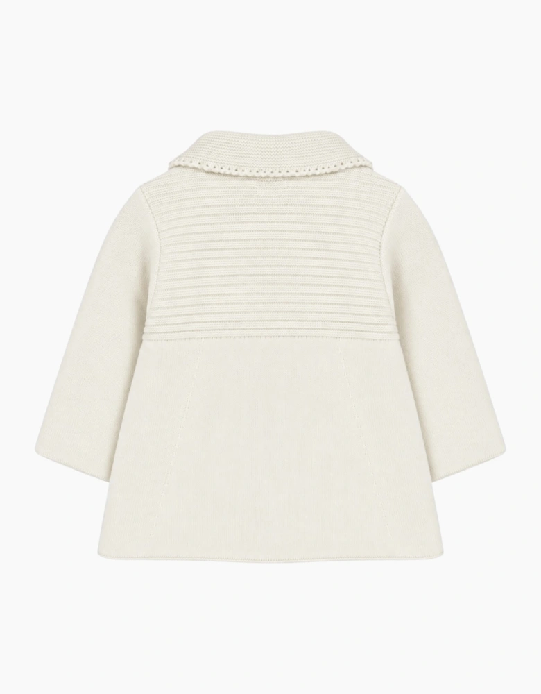 Cream Knit Long Cardigan Coat