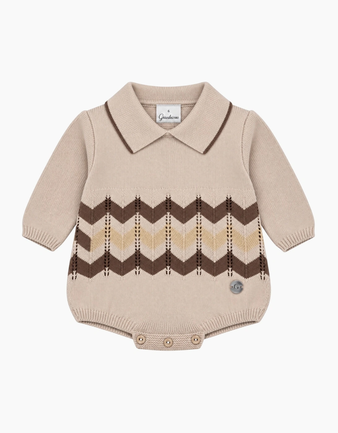 Boys Sand Knit Zig Zag Romper