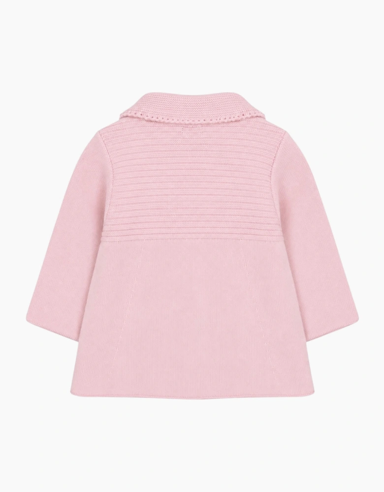 Girls Pale Pink Knit Long Cardigan Coat
