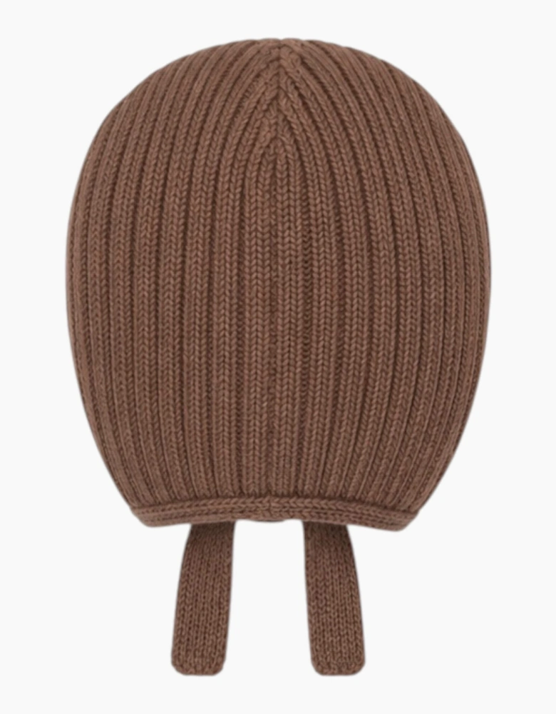 Brown Knit Tie Bonnet