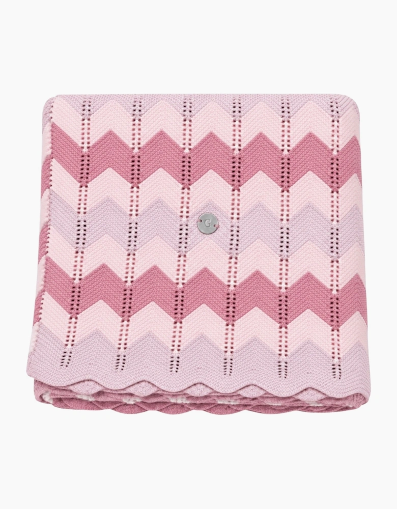 Girls Pale Pink Knit Zig Zag Blanket